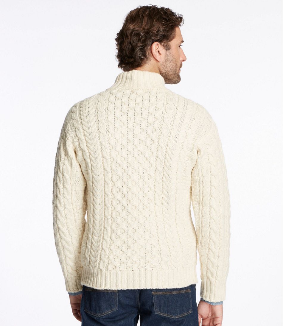 Men's Heritage Sweater, Irish Fisherman's Button-Mock