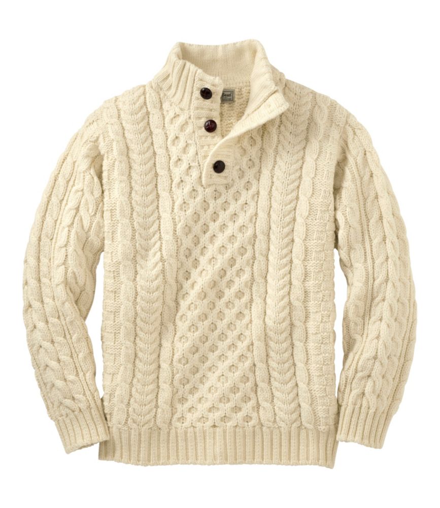 Men's Heritage Sweater, Irish Fisherman's Button-Mock | Sweaters at L.L ...