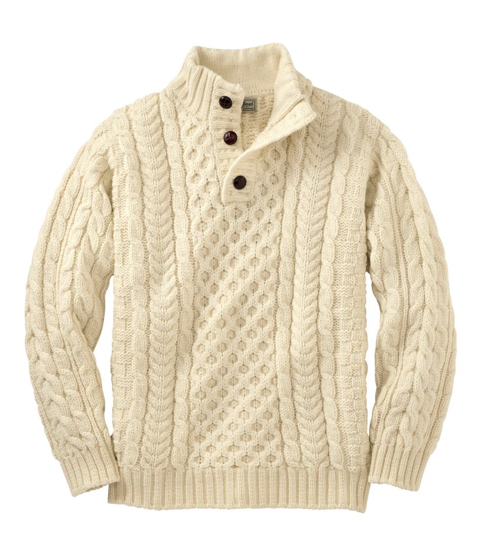 Men's Heritage Sweater, Irish Fisherman's Button-Mock Natural XXL, Wool | L.L.Bean