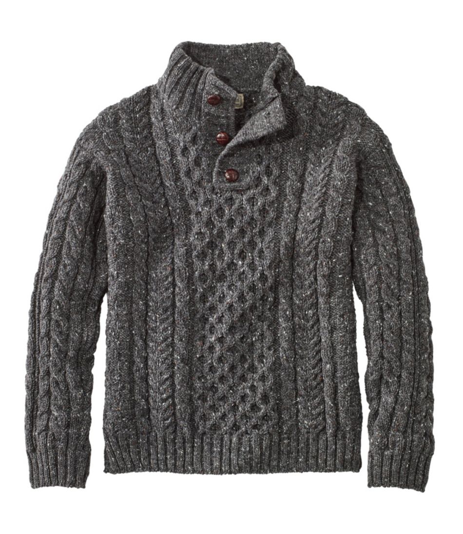 Men's Heritage Sweater, Irish Fisherman's Button-Mock | Sweaters at L.L ...