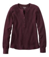 Women's Unshrinkable Mini-Waffle Tee, Long-Sleeve Henley at L.L. Bean