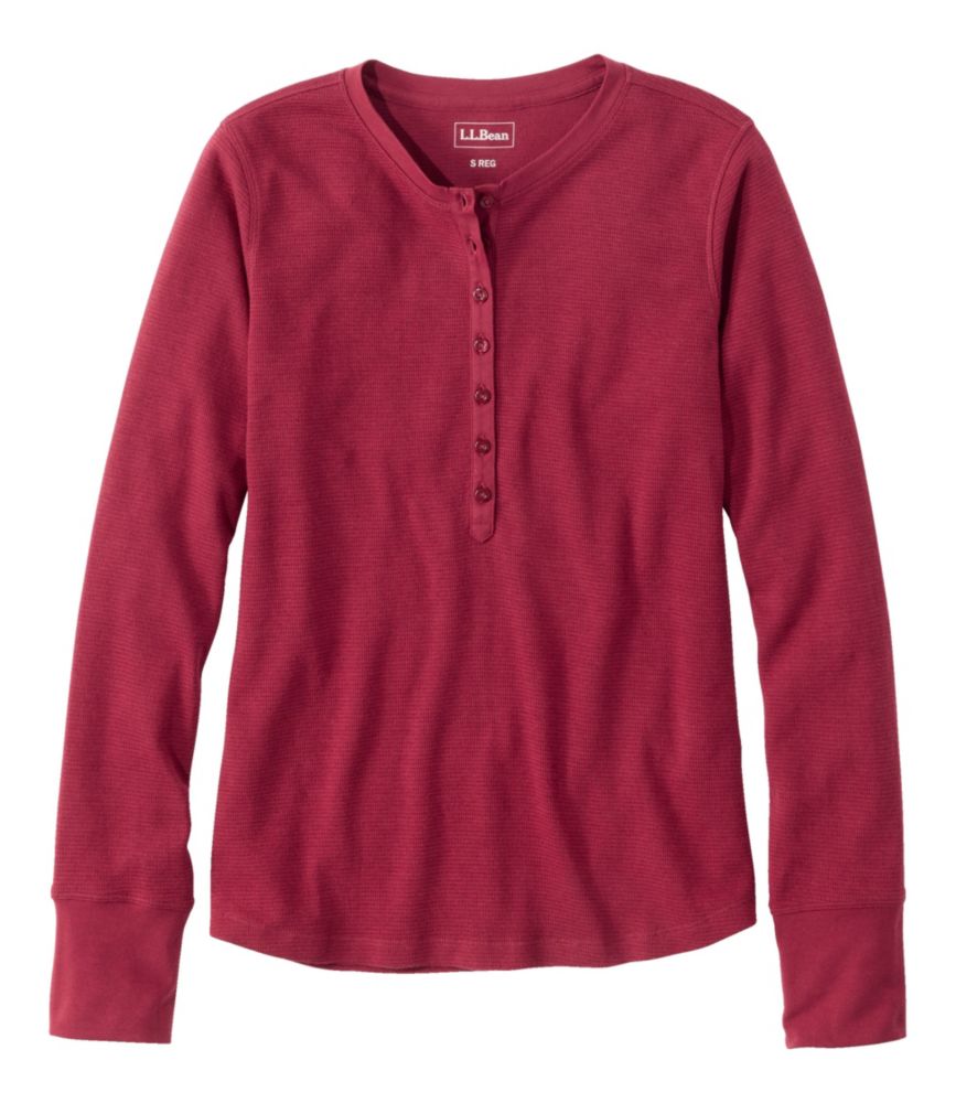 Women's Waffle-Knit Henley, Bordeaux, small image number 1