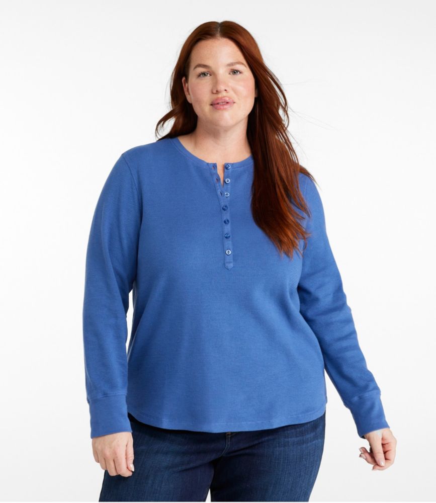 Women's Waffle-Knit Henley, Allspice, small image number 2