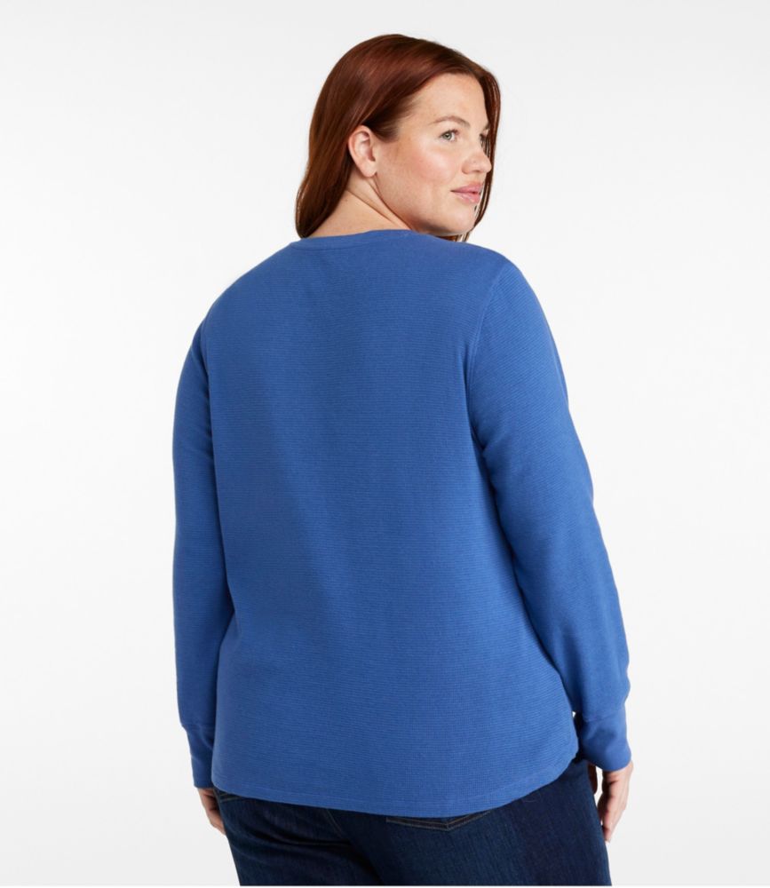 Women's Waffle-Knit Henley, Carbon Navy Heather, small image number 3