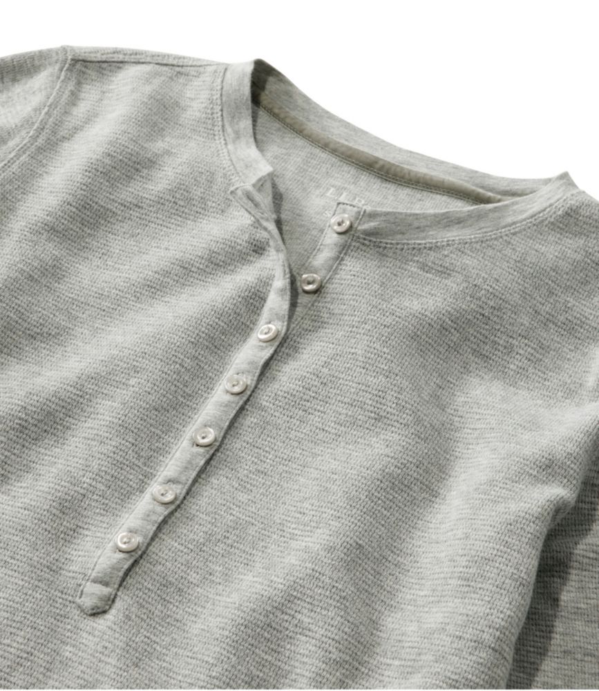 Women's Waffle-Knit Henley, Carbon Navy Heather, small image number 4