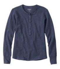 Women's Unshrinkable Mini-Waffle Tee, Long-Sleeve Crewneck