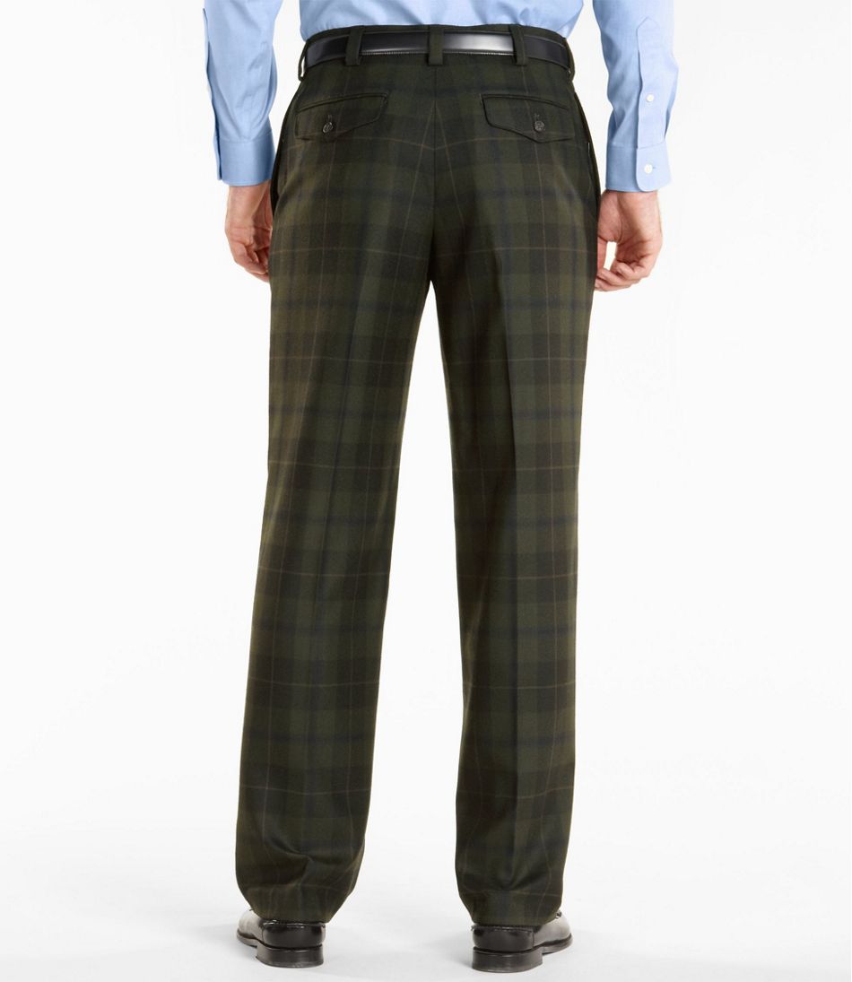 Men's Washable Wool Flannel Pants, Classic Fit, Plain Front, Plaid ...