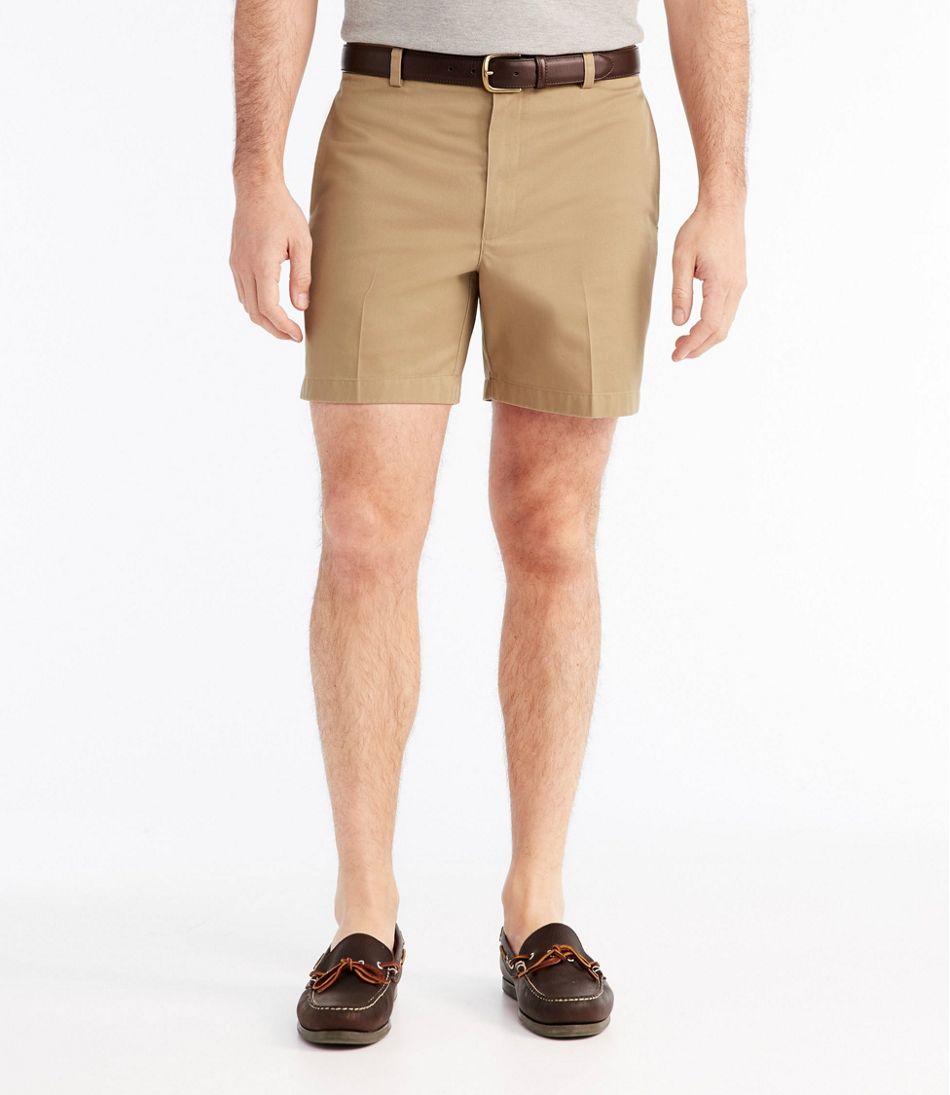 Men's Wrinkle-Free Double L Chino Shorts, Classic Fit Plain Front 6''