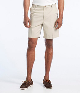 Men's Wrinkle-Free Double L Chino Shorts, Hidden Comfort Waist Plain Front 8" Inseam
