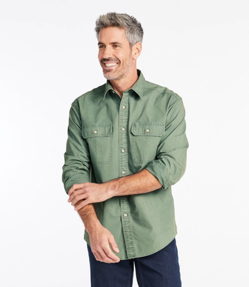 Men's Sunwashed Canvas Shirt, Traditional Fit, Bay Leaf, small image number 3