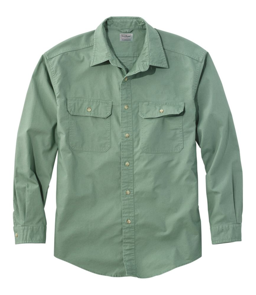 Men's Sunwashed Canvas Shirt, Traditional Fit, Bay Leaf, small image number 2