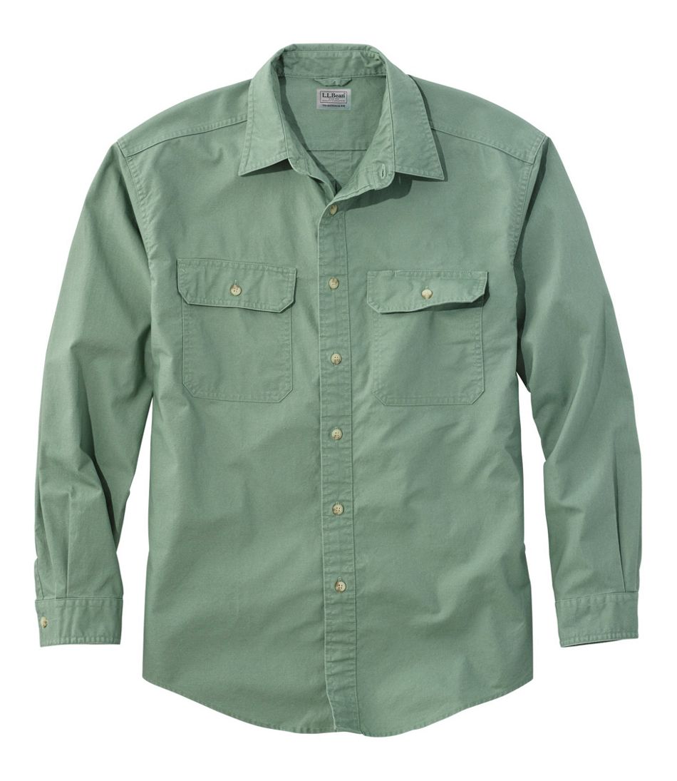 Men's Sunwashed Canvas Shirt, Traditional Fit Juniper Medium, Cotton | L.L.Bean, Regular