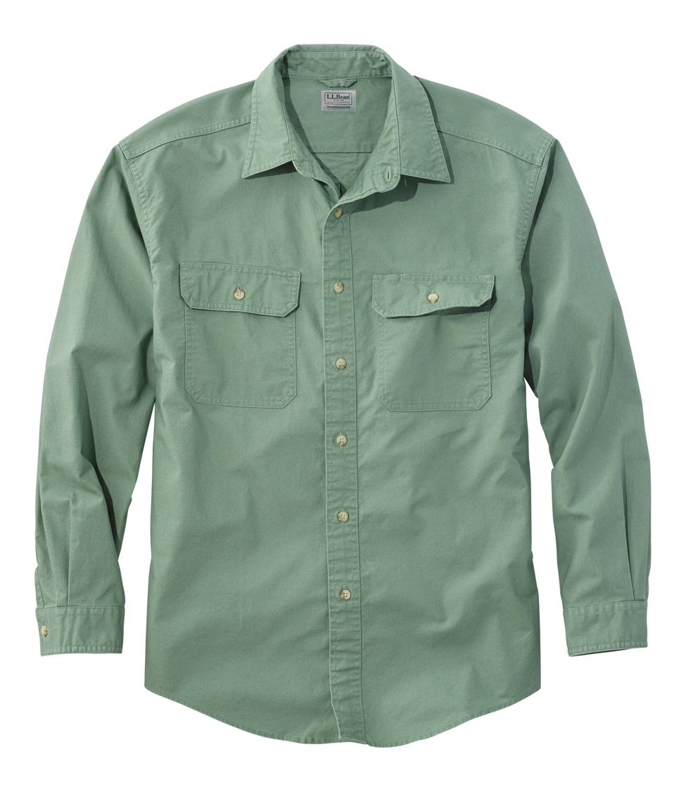 Men's Sunwashed Canvas Shirt, Traditional Fit Bay Leaf Extra Large, Cotton | L.L.Bean
