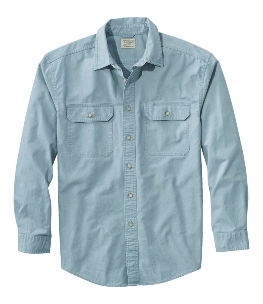 Men's Sunwashed Canvas Shirt, Traditional Fit, Cadet Blue, small image number 1