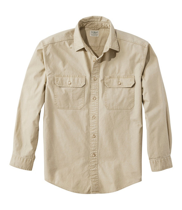 Sunwashed Canvas Shirt, Long Sleeve, Field Khaki, large image number 0