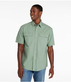 Men's Sunwashed Canvas Shirt, Traditional Fit Short-Sleeve