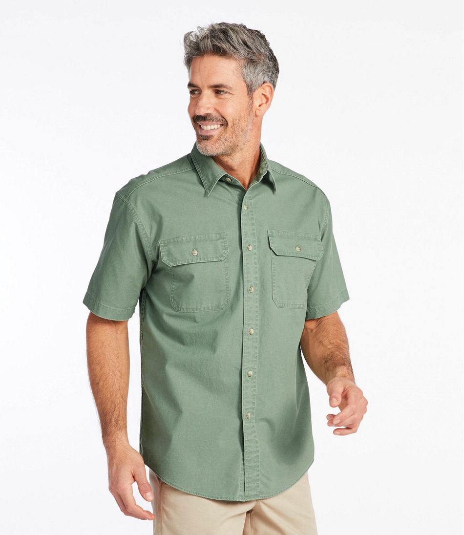 OTW Men Casual Button Up Short Sleeve Regular Fit Pockets Denim Work Western Shirt
