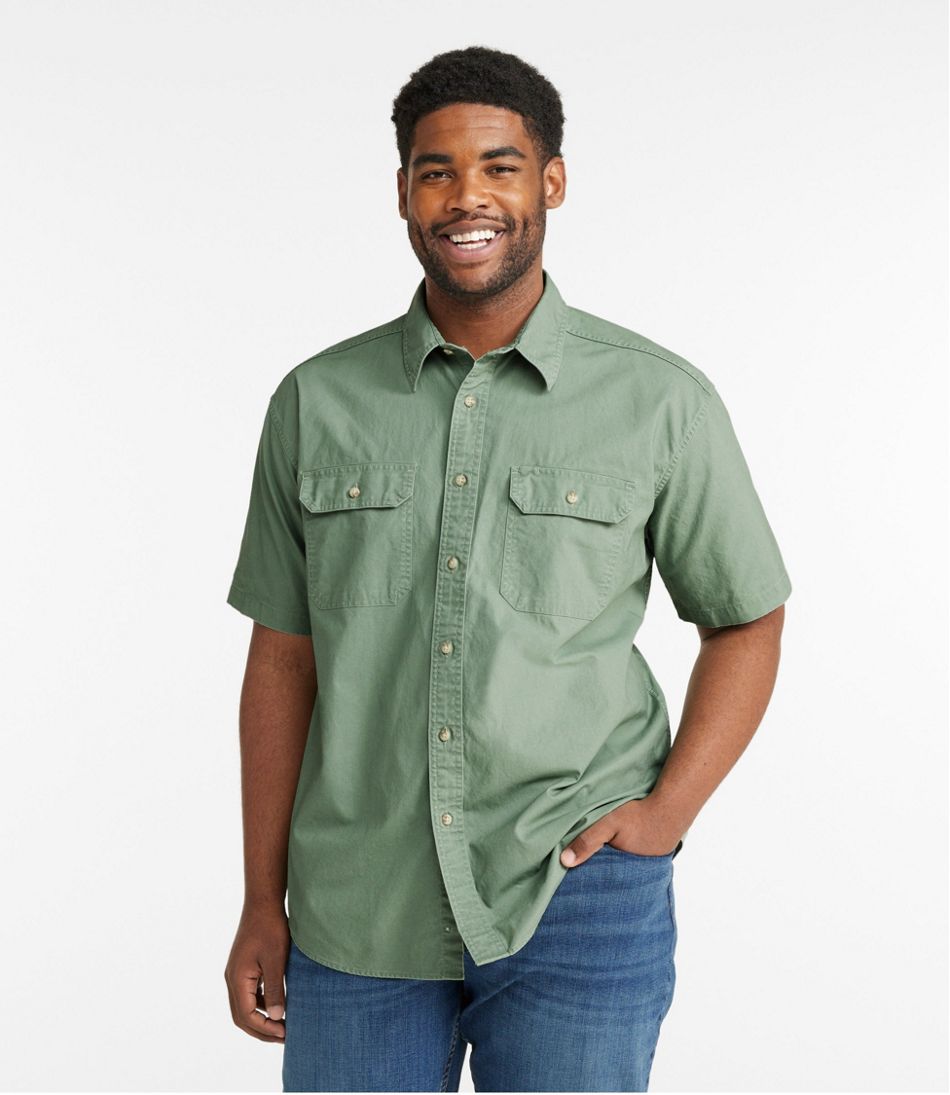 Men's Sunwashed Canvas Shirt, Traditional Fit Short-Sleeve | Shirts at ...