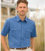 Men's Sunwashed Canvas Shirt, Traditional Fit Short-Sleeve