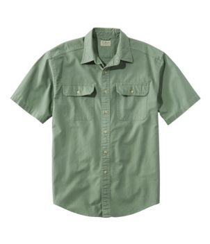 Men's Sunwashed Canvas Shirt, Traditional Fit Short-Sleeve