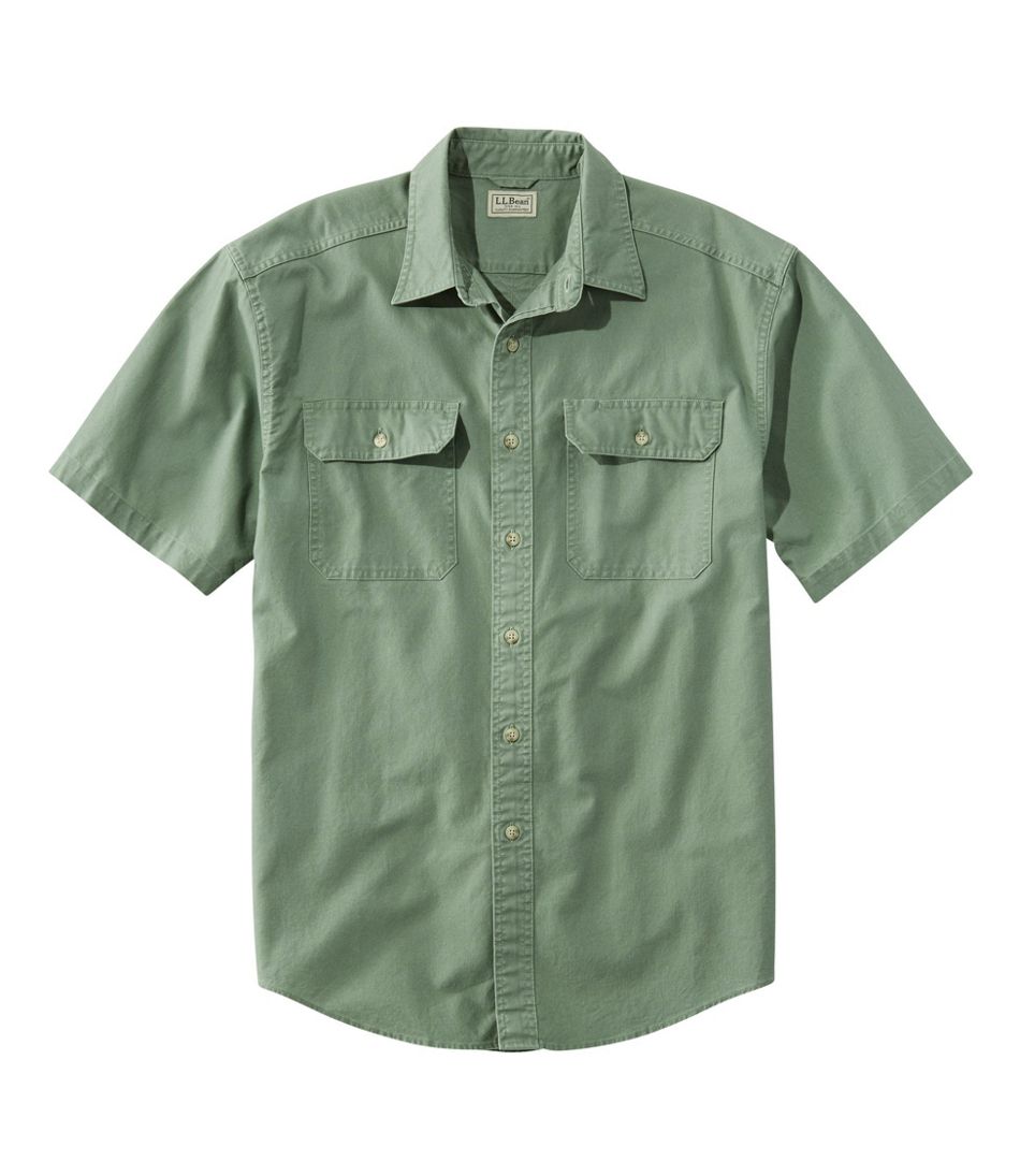 Men's Sunwashed Canvas Shirt, Traditional Fit Short-Sleeve