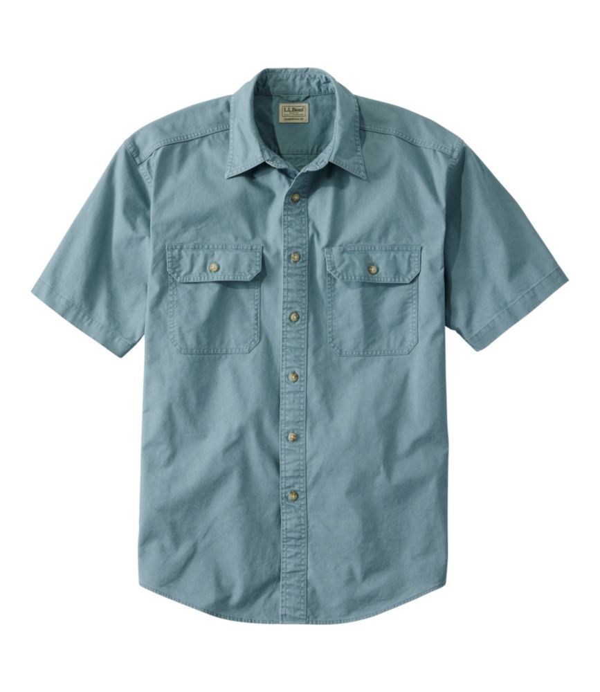 Men's Sunwashed Canvas Shirt, Traditional Fit Short-Sleeve