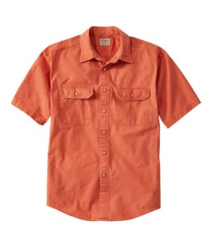 Men's Sunwashed Canvas Shirt, Traditional Fit Short-Sleeve