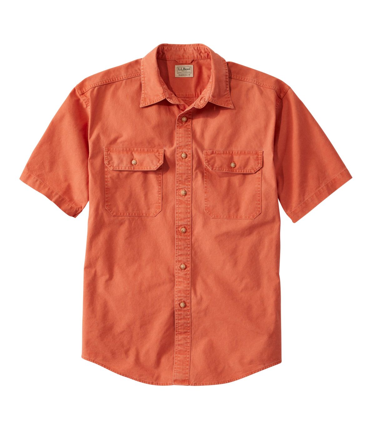 Men's Sunwashed Canvas Shirt, Traditional Fit Short-Sleeve