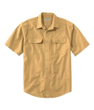 Men's Sunwashed Canvas Shirt, Traditional Fit Short-Sleeve