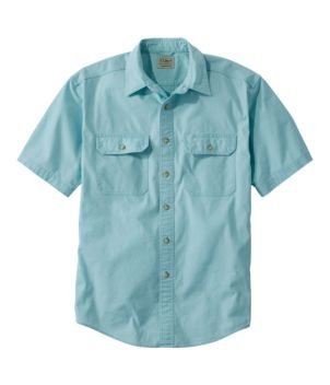 Men's Sunwashed Canvas Shirt, Traditional Fit Short-Sleeve