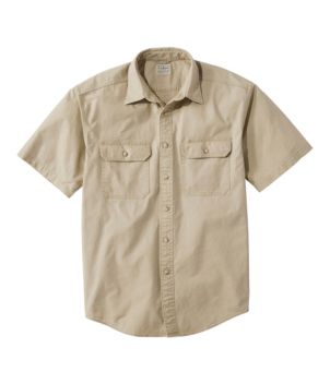 Men's Sunwashed Canvas Shirt, Traditional Fit Short-Sleeve