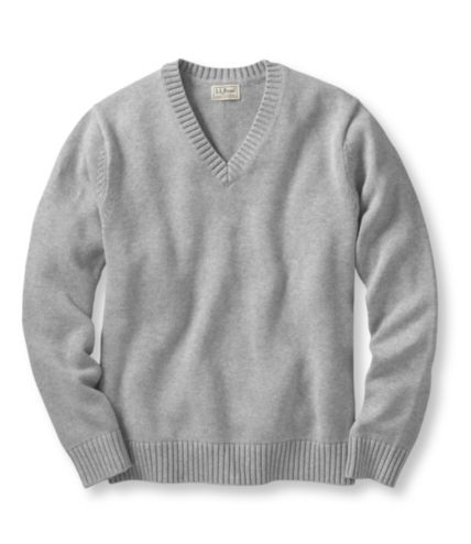 Double L Cotton Sweater, V-Neck