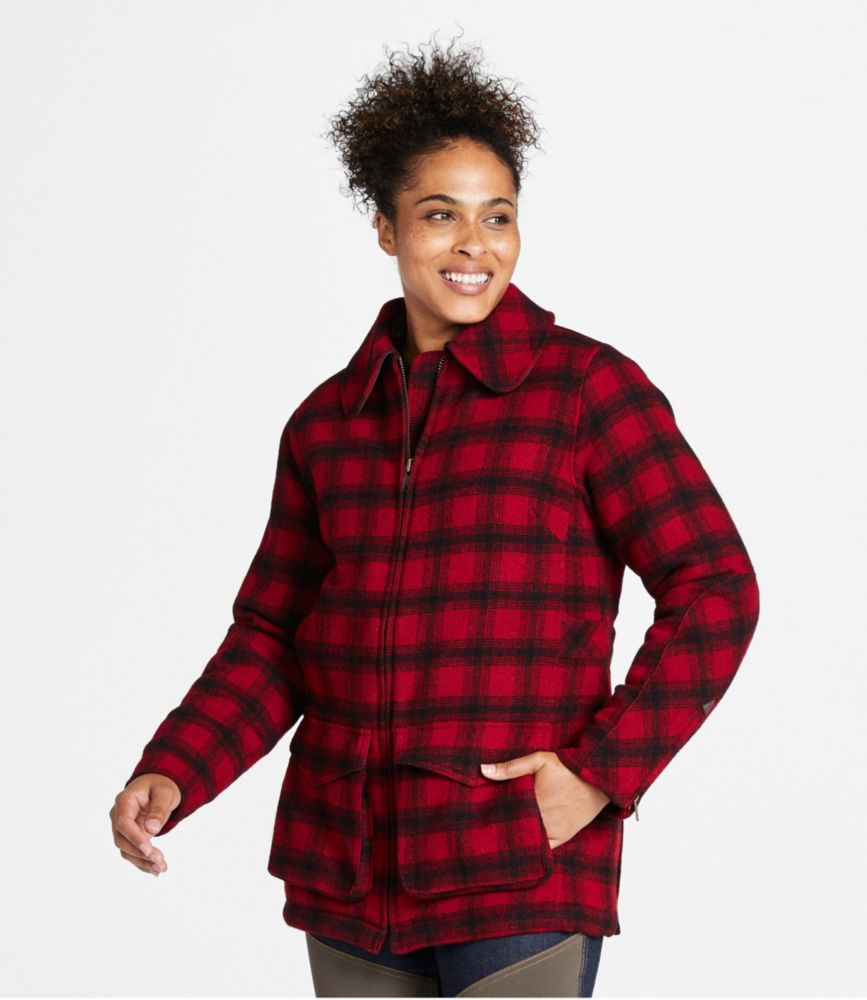 Women's Maine Guide Wool Parka, PrimaLoft, Red/Black Plaid, small image number 2