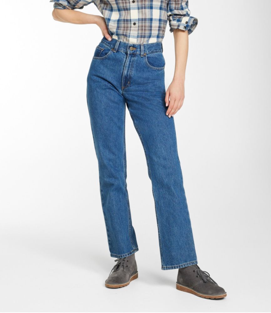 women's straight leg blue jeans