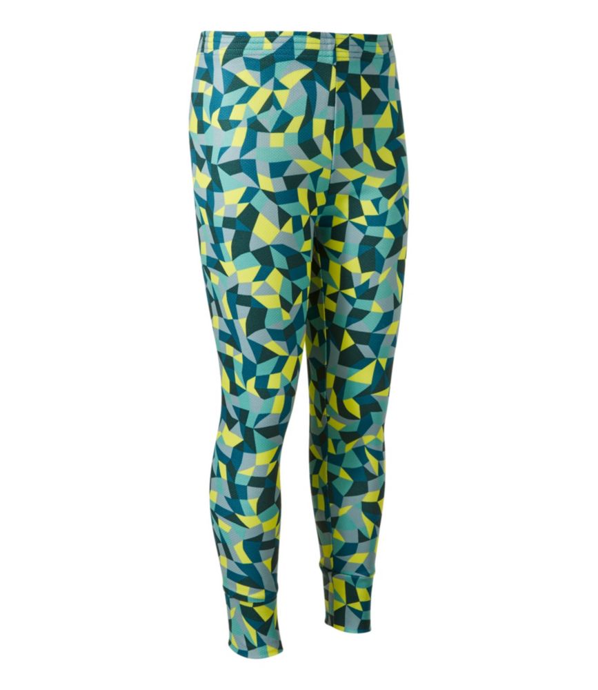 Kids' Wicked Warm Midweight Long Underwear, Pants Print, Citrus Green Geo, small image number 1