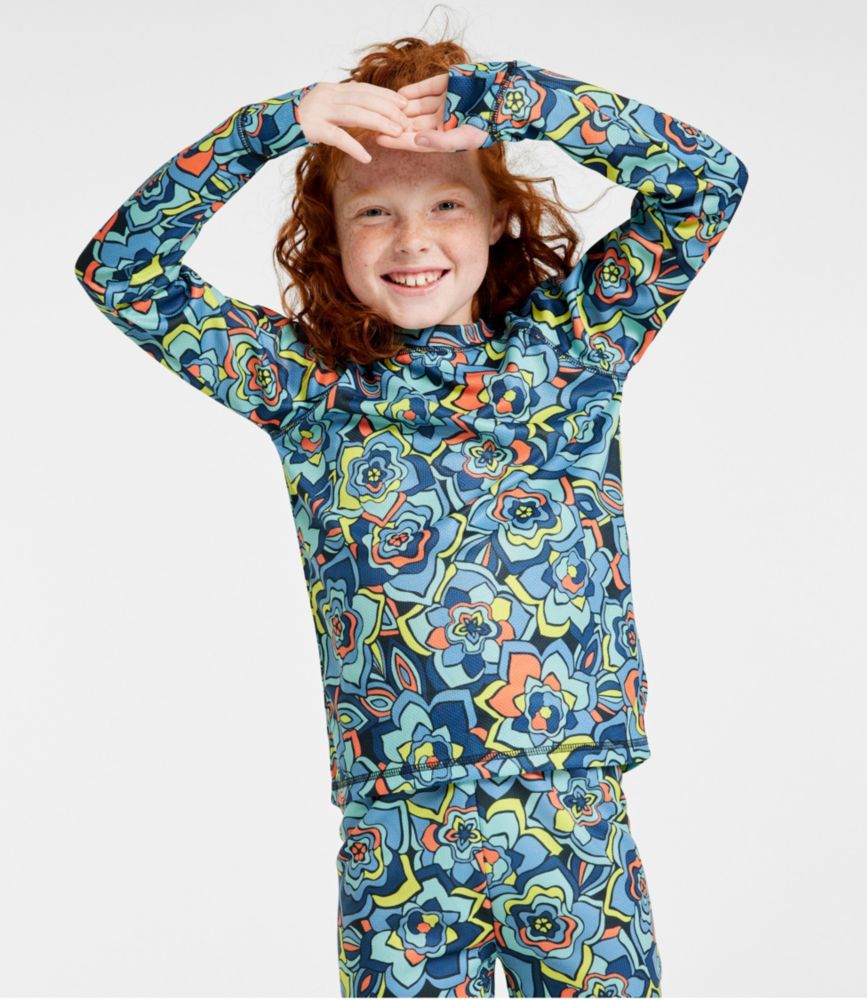 Kids' Wicked Warm Midweight Long Underwear, Top Print, Citrus Green Geo, small image number 2