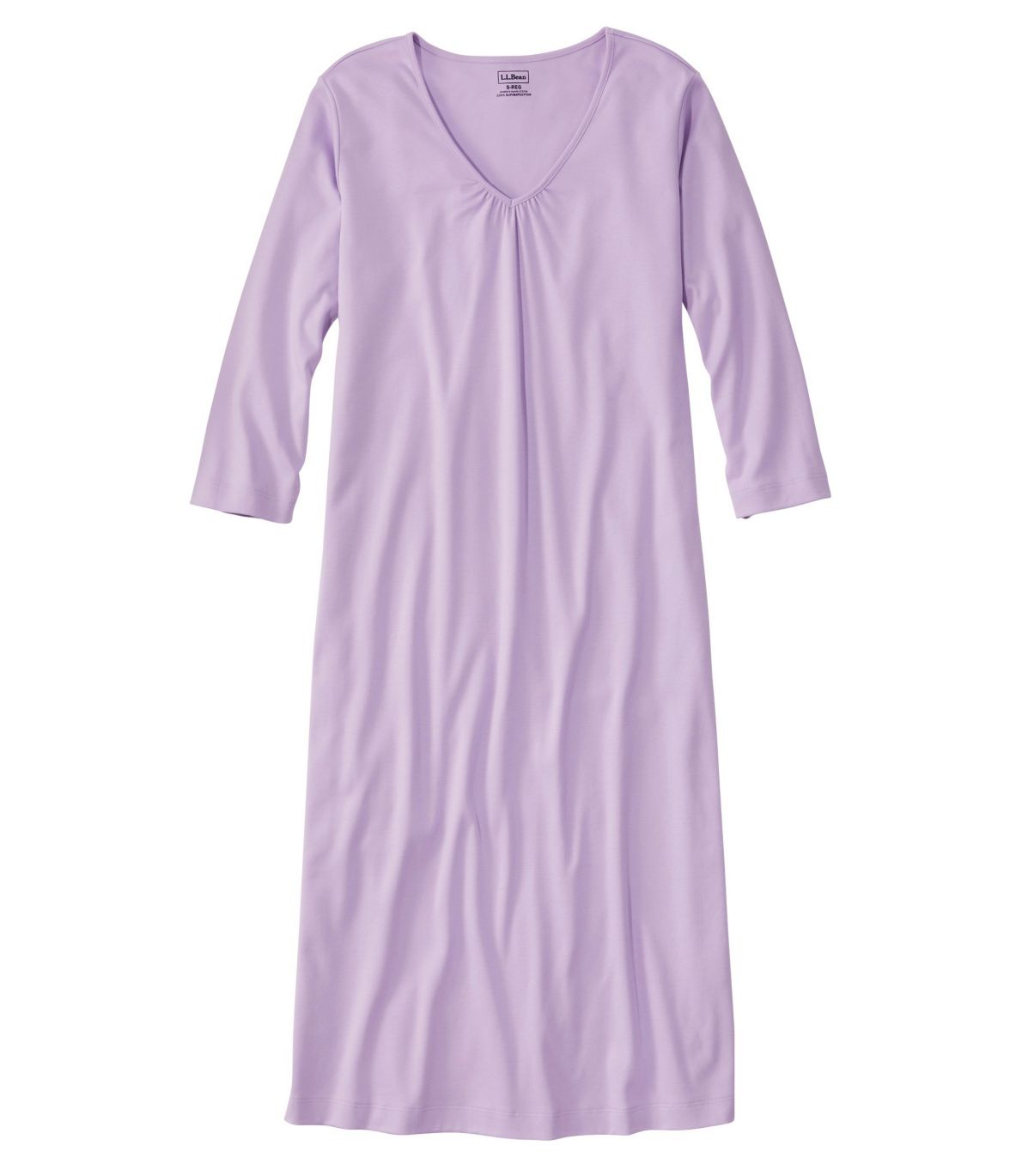 Women's Supima Cotton Nightgown, V-Neck Three-Quarter-Sleeve
