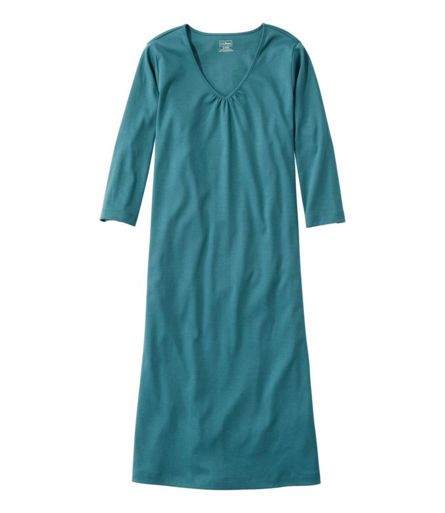 Women's Supima Cotton Nightgown, V-Neck Three-Quarter-Sleeve