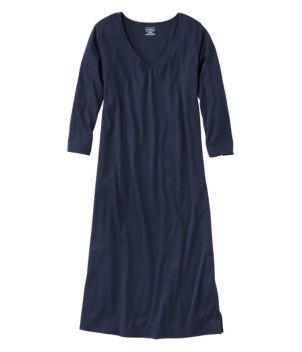 Women's Supima Cotton Nightgown, V-Neck Three-Quarter-Sleeve