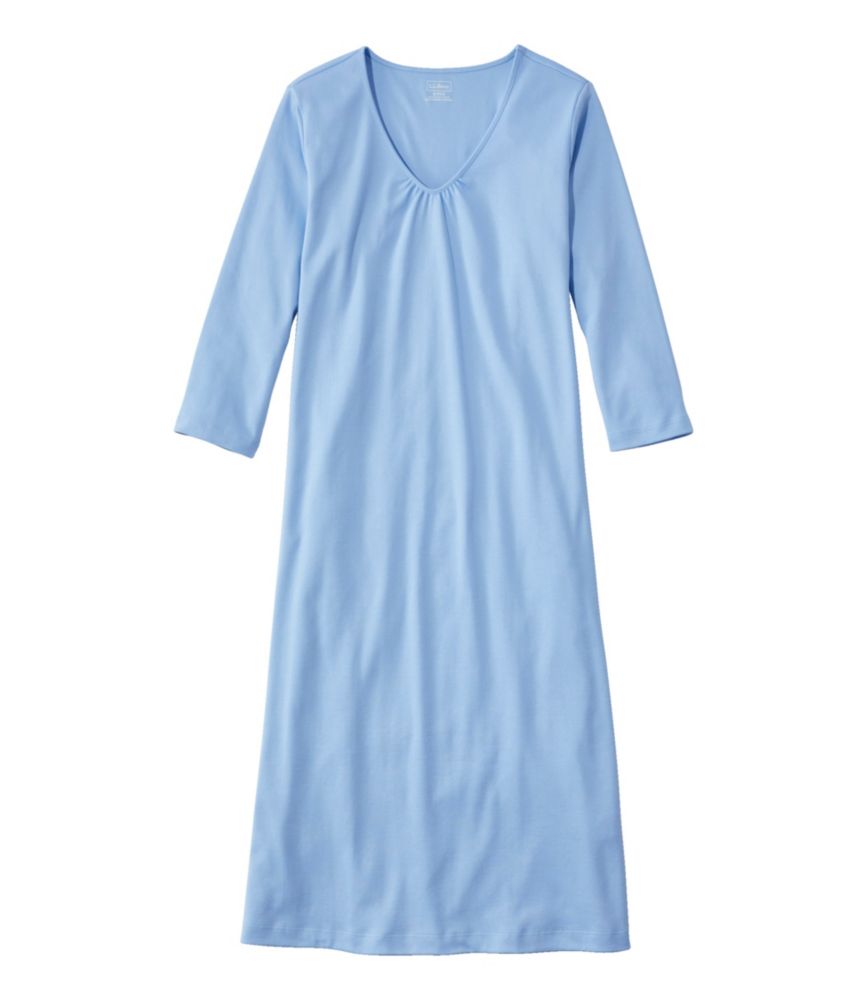 Women's Supima Cotton Nightgown, V-Neck Three-Quarter-Sleeve, , small image number 3