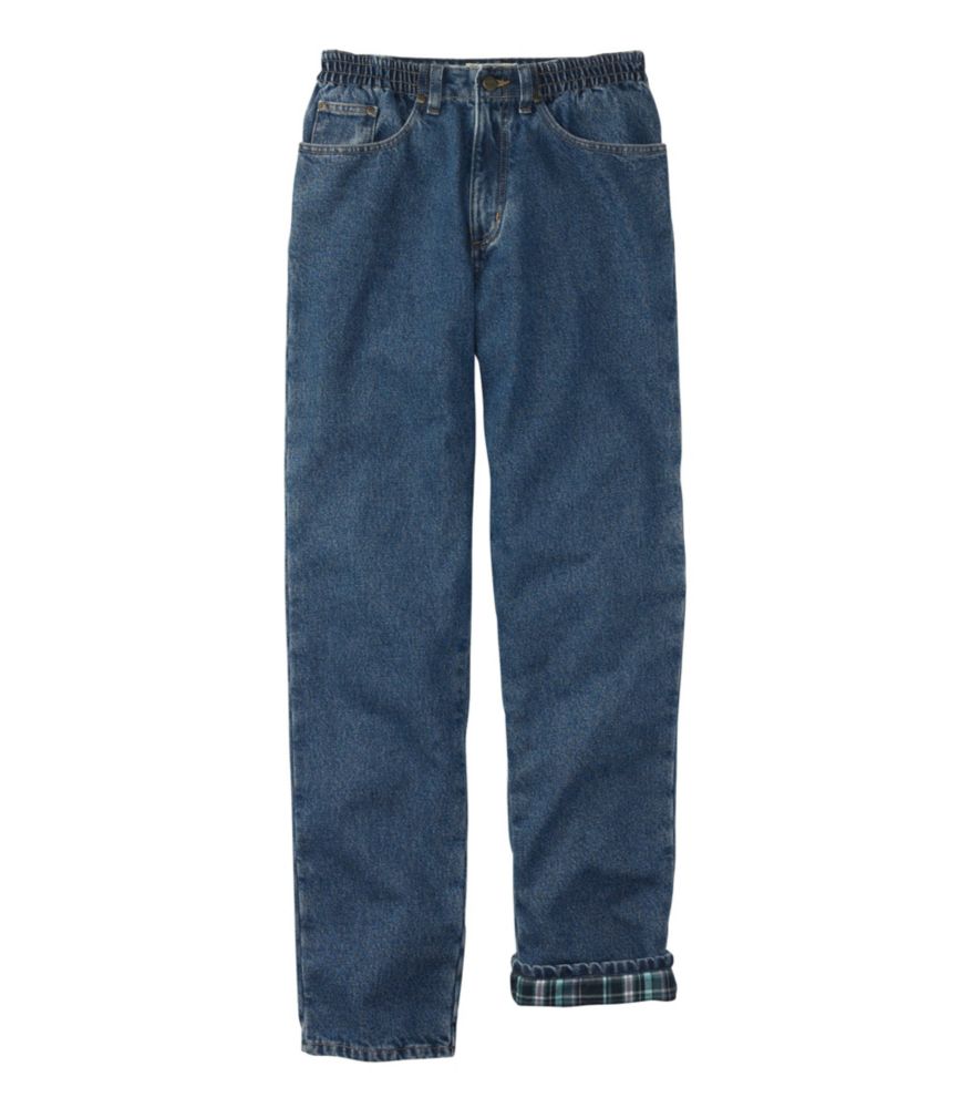 elastic waist flannel lined jeans