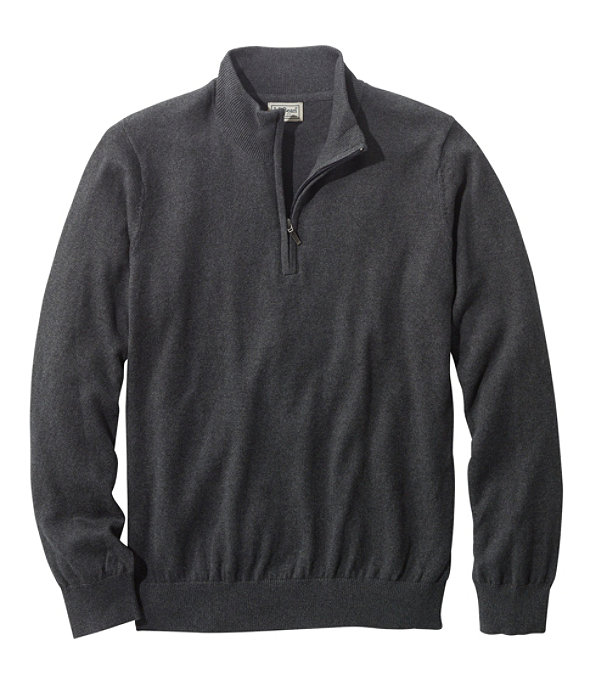 Men's Cotton Cashmere Quarter-Zip Sweater, Charcoal Heather, large image number 0