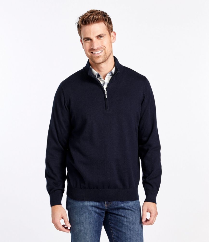 Men's Cotton/Cashmere Sweater, QuarterZip