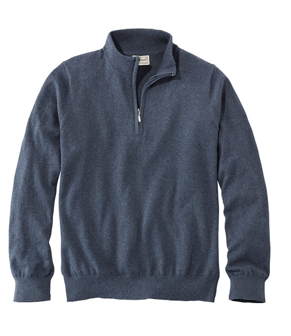 Men's Cotton Cashmere Quarter-Zip Sweater, Vintage Indigo, large image number 0