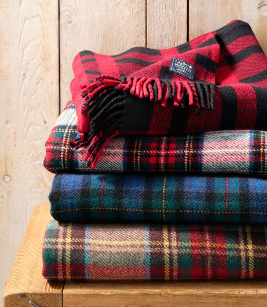 L.L.Bean Washable Wool Throw Plaid 54 x 60