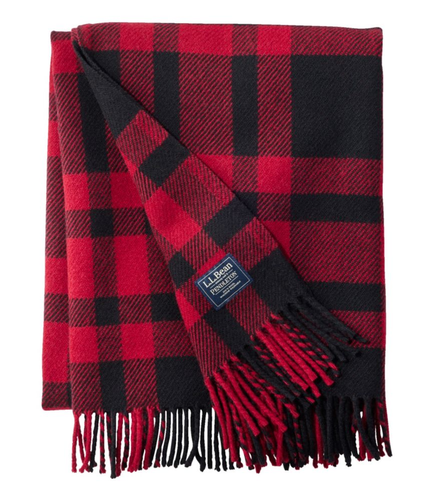 L.L.Bean Washable Wool Throw, Plaid 54" x 60", Royal Red Plaid, small image number 1