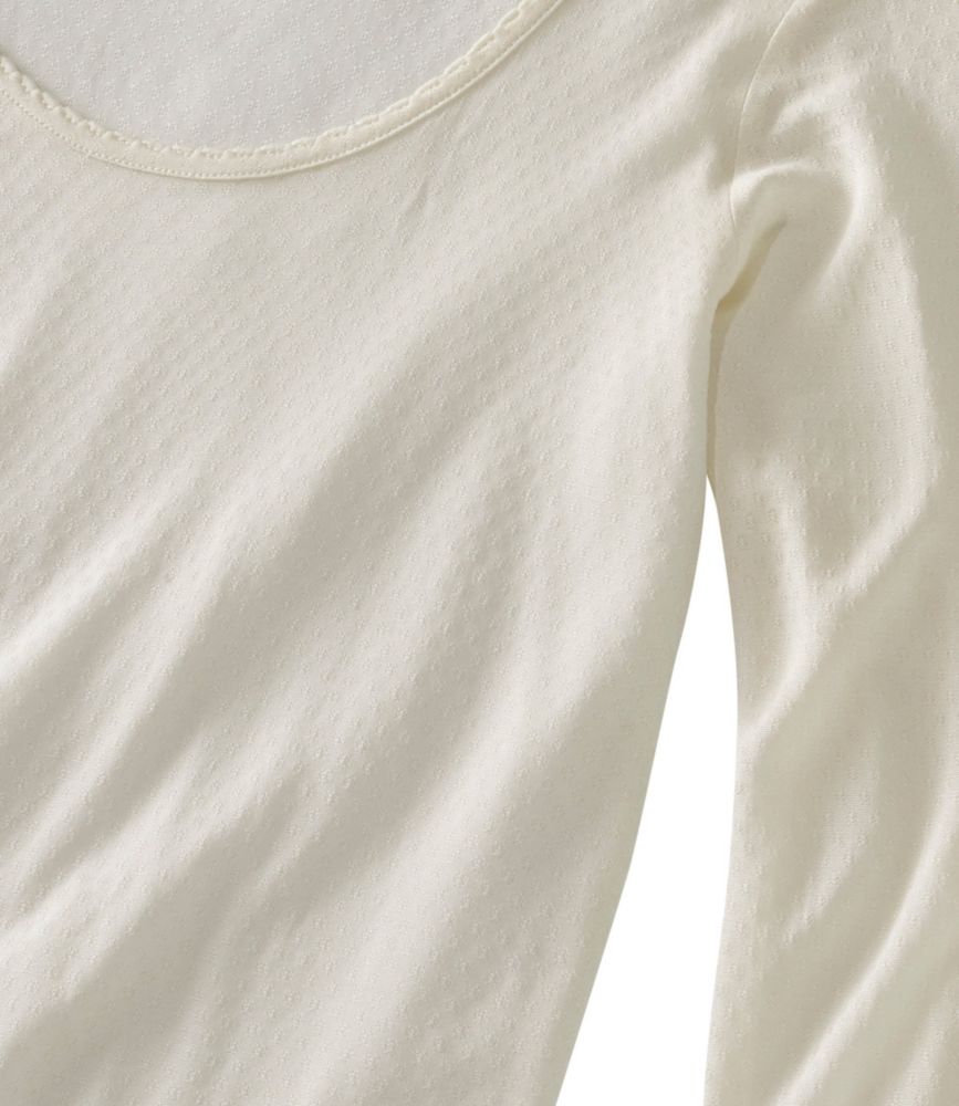 Women's Silk Pointelle, Long-Sleeve Scoopneck, Cream, small image number 3