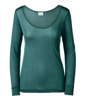 Women's Silk Pointelle, Long-Sleeve Scoopneck