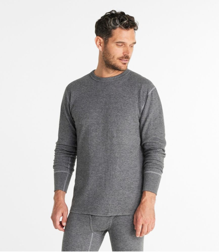 Men's Double-Layer Underwear, Crewneck, Charcoal Heather, small image number 2