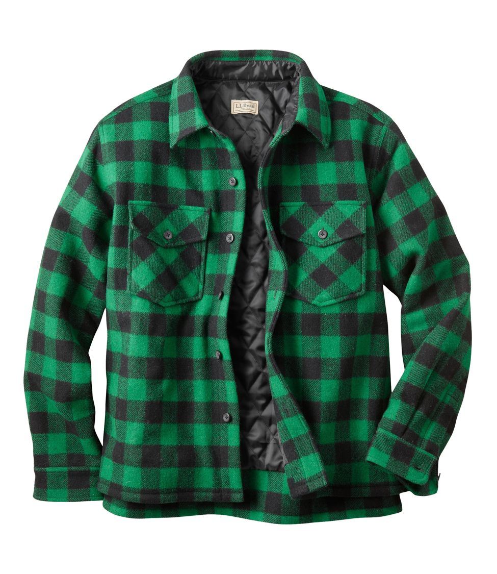 Men's Maine Guide Shirt with PrimaLoft Green/Black Small, Wool Blend/Nylon | L.L.Bean